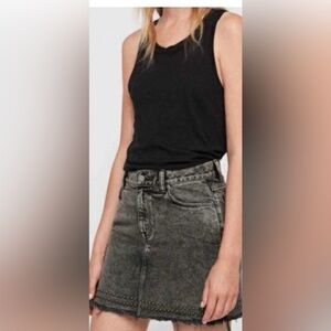 ALLSAINTS Betty Studded Denim Mini Skirt – Washed Black / Grey
